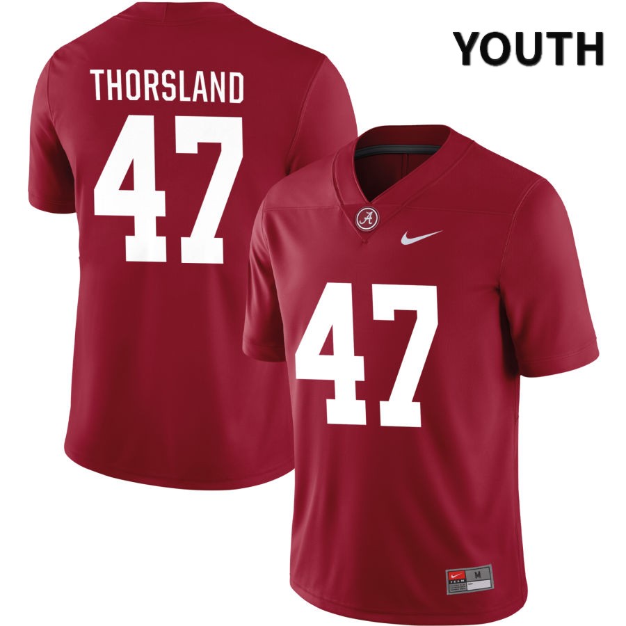 Alabama Crimson Tide Youth Adam Thorsland #47 NIL Crimson 2022 NCAA Authentic Stitched College Football Jersey YM16J52LT